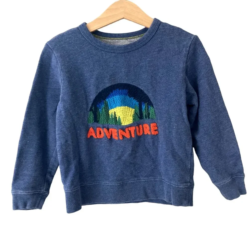 Mini Boden Adventure Embroidered Crewneck Sweatshirt - Blue - 2-3Y
